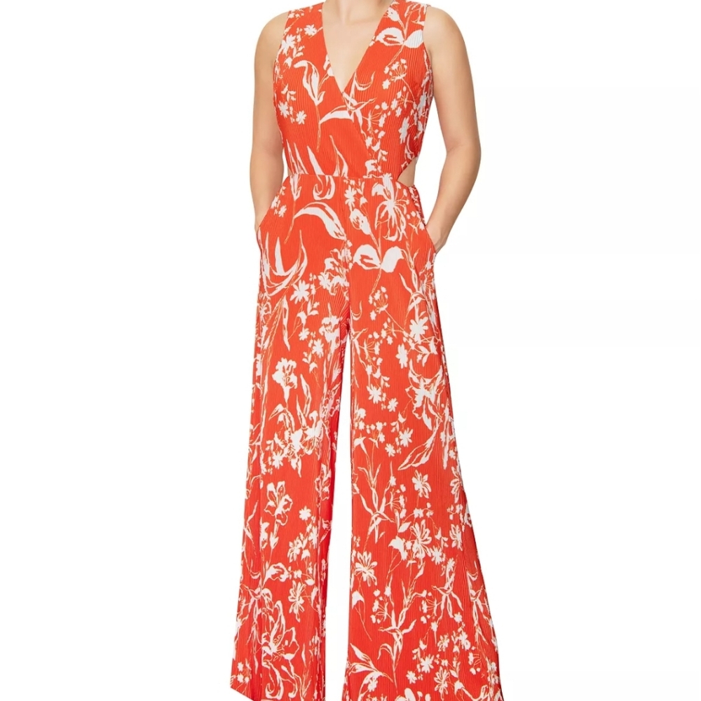 NWT Rachel Rachel Roy  Anka Vneck Jumpsuit in Burnt Coral